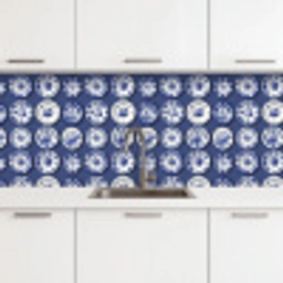 Borden - Floraal - Blauw keuken achterwand 2 middel 871 -3d