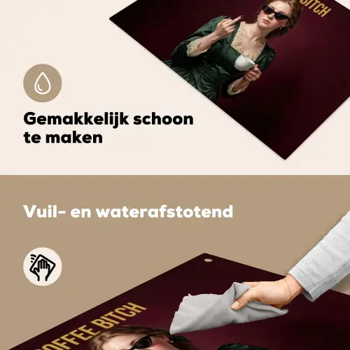Koffie - Vrouw - Middelvinger Inductie beschemer met haakjes klein -ky-schoon-nl