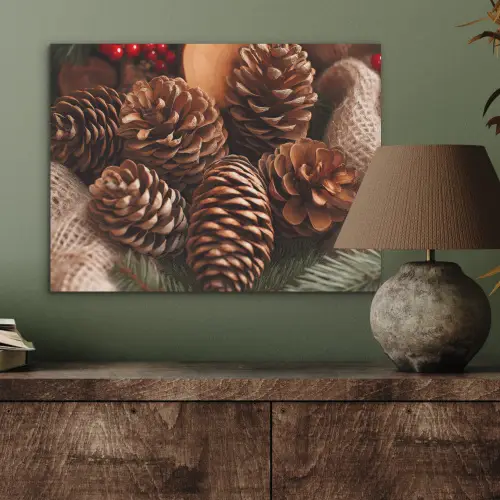 Dennenappels - Boom - Winter - Natuur - Bruin PET vilt klein -sfeer2
