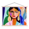 Portret - Vrouw - Modern textielposter latten blank klein -3d