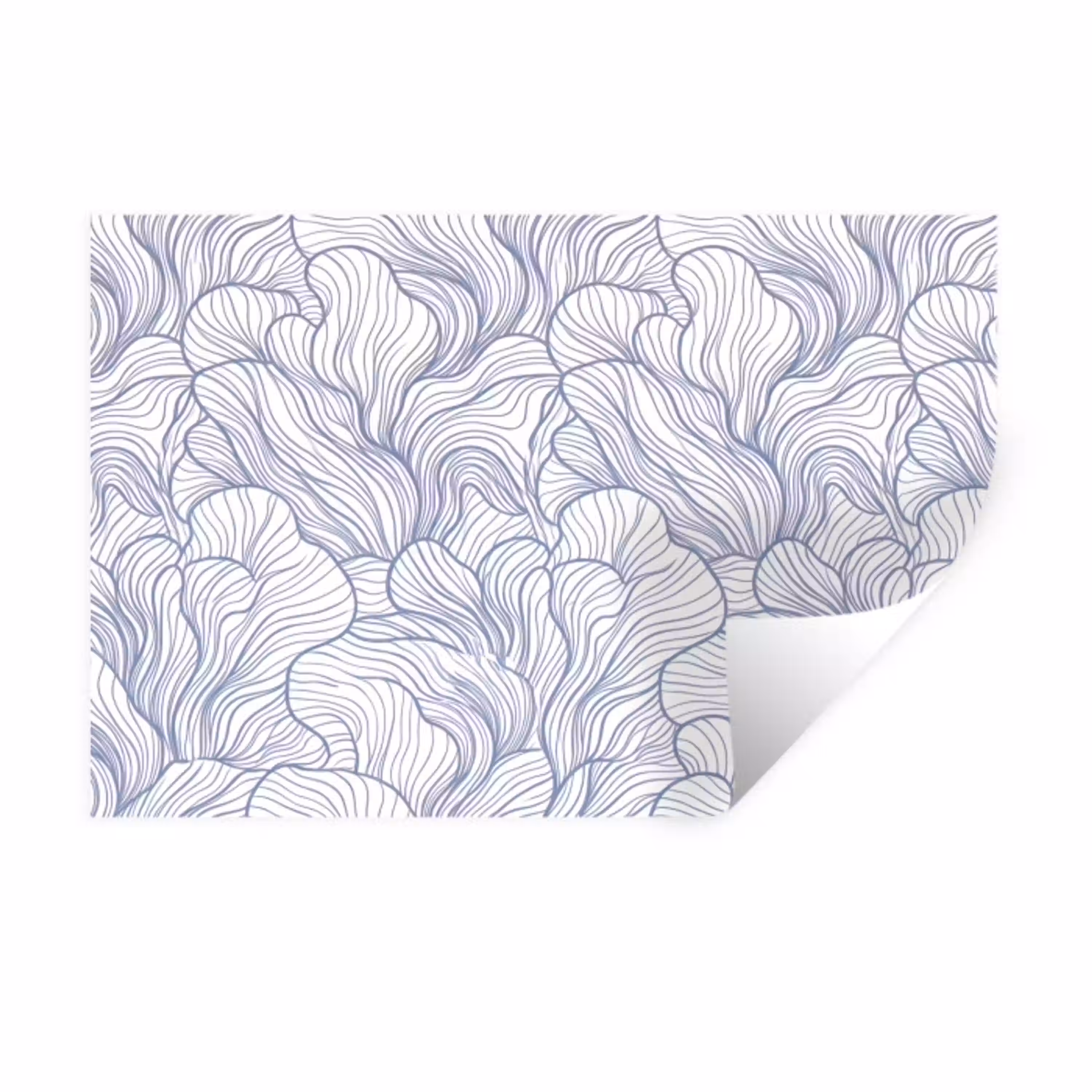 Patroon - Lijnen - Organisch - Abstract - Blauw Muursticker klein -3d