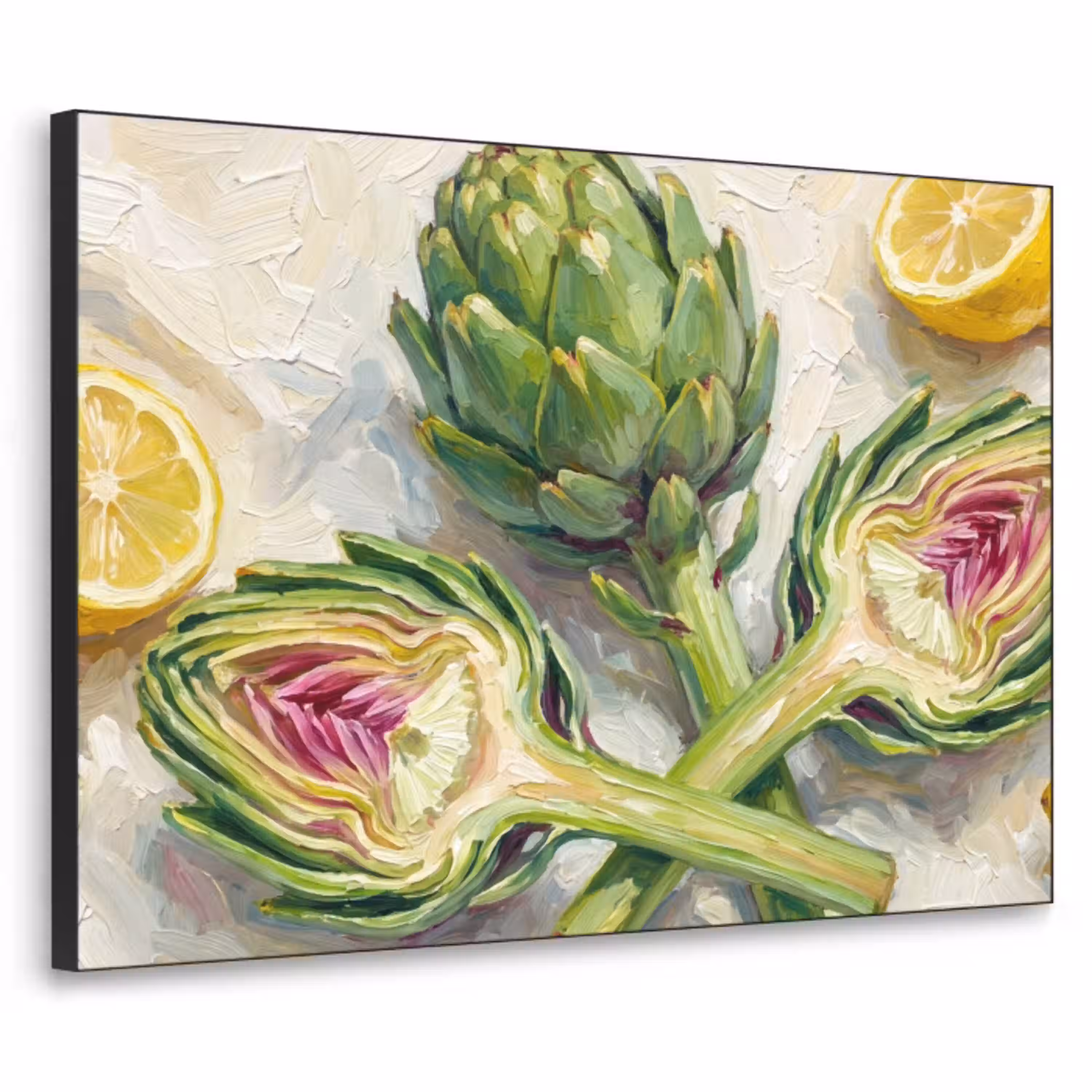 Artisjok - Citroen - Eten Textielframe zwart klein -3d