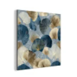 Bladeren - Abstract - Goud - Blauw aluminium wit klein -3d