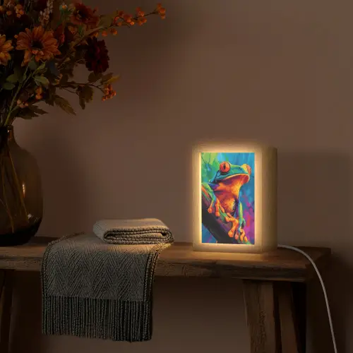 Kikker - Felgekleurd - Tak - Regenboog Light Box met kabel (Tafellamp) klein -sfeer4