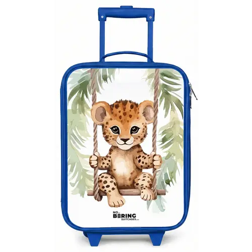 Luipaard welp op een schommel waterverf illustratie Kinderkoffer - Blauw klein -zz3dotto