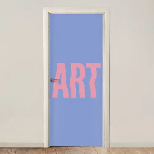 Art - Roze - Blauw deurposter klein -3d_beige