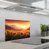 Zonnebloemen - Zonsondergang - Landschap keuken achterwand spatscherm klein -3d_schuin