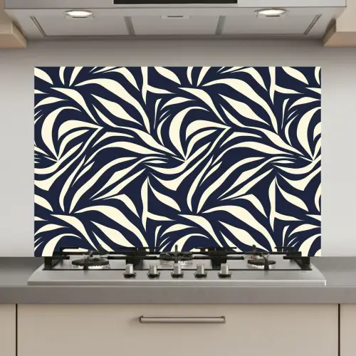 Bladvormen - Blauw - Patroon - Wit keuken achterwand spatscherm klein 900 -3d_website