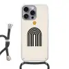 Minimalistisch - Zwarte boog - Gouden cirkel Hoesje iPhone 16 Pro Max met koord klein -3d