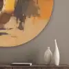 Tijger - Geschilderd - Oranje - Penseelstreken Akoestische PET Vilt - Rond klein -sfeer5_closeup