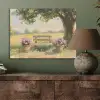 Houten bankje - Bloempotten - Landschap PET vilt klein -sfeer2