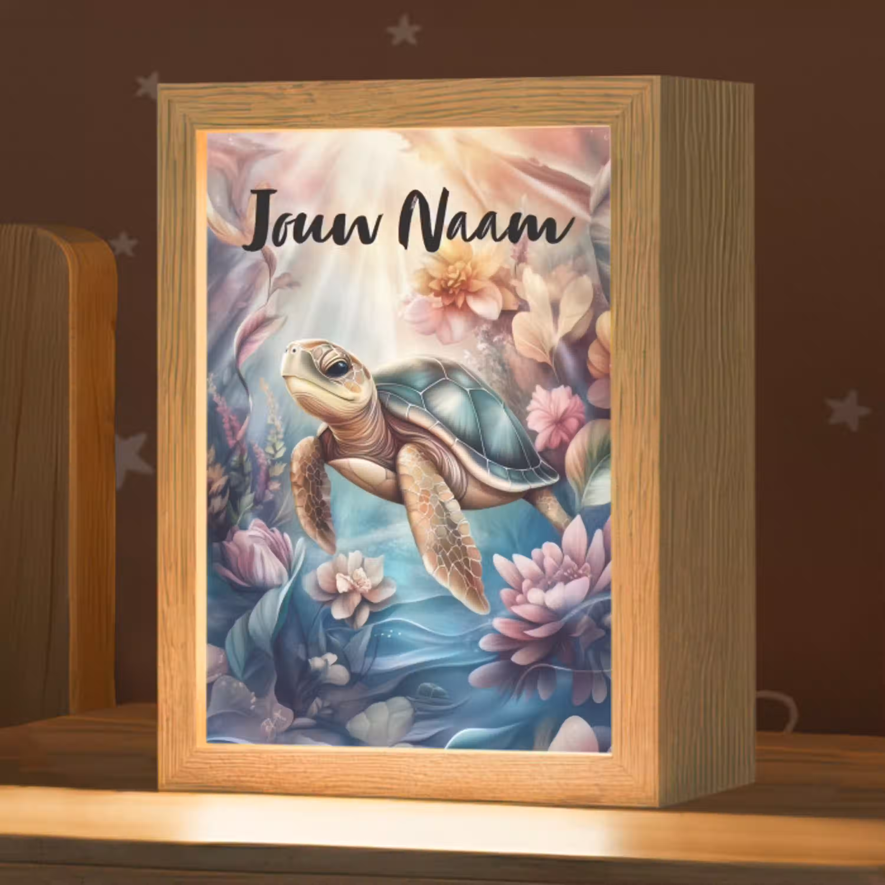 Schildpad - Bloemen - Onderwater Light Box met kabel (Kinderlampje) klein -zzz_3d_website