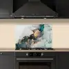 Marmer print - Goud - Blauw keuken achterwand spatscherm klein -sfeer1