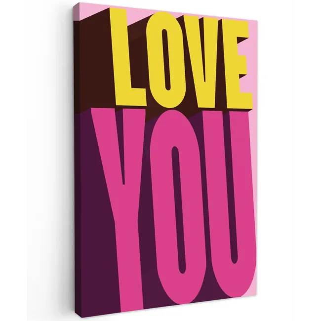 Love - Tekst - Roze - Valentijn Tuinposter op houten frame 2 cm dik klein -3d