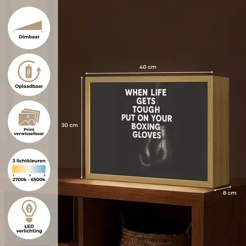 Tekst - Bokshandschoenen - Wit Light Box met batterij (Wandlamp) middel -USP_websiteoverzichtNL