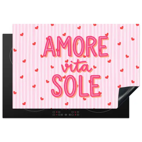 Amore vita sole - Roze - Hartjes Inductie beschermer vinyl 3mm klein -3d