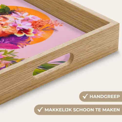 Vrouw - Abstract - Cirkel - Bloemen Dienblad Rechthoek middel -USP_HandgreepNL