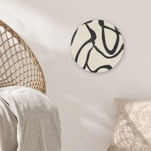 Abstract - Lijnen - Modern - Beige Akoestische PET Vilt - Rond klein -sfeer4
