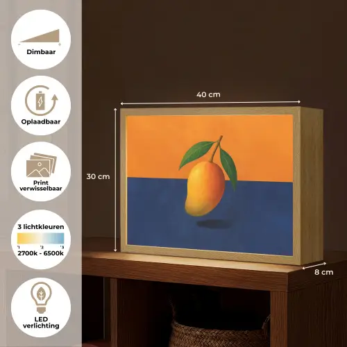 Mango - Vlakken - Bladeren - Oranje Light Box met batterij (Wandlamp) middel -USP_websiteoverzichtNL