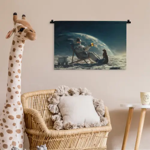 Astronaut - Kat - Glas - Stoel Wandkleed katoen klein -wsfeer5_kind