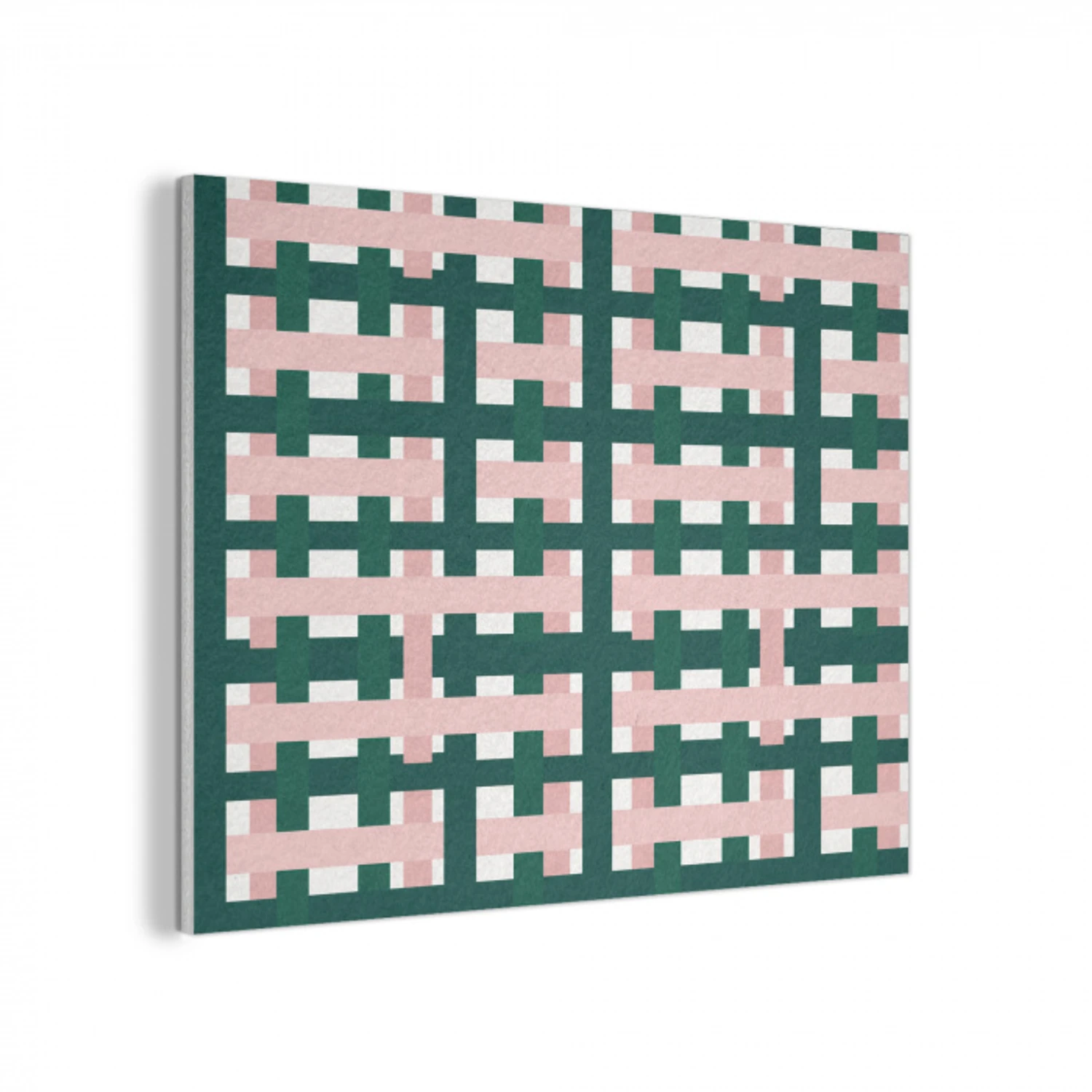 Vlechtpatroon - Groen - Roze - Grafisch PET vilt klein 837 -3d