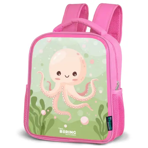 Roze octopus met een lach Kinderrugzak - Roze middel -schuin