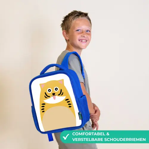 Dierenportret - kat - kinderen Kinderrugzak - Blauw middel -sfeer3_NL