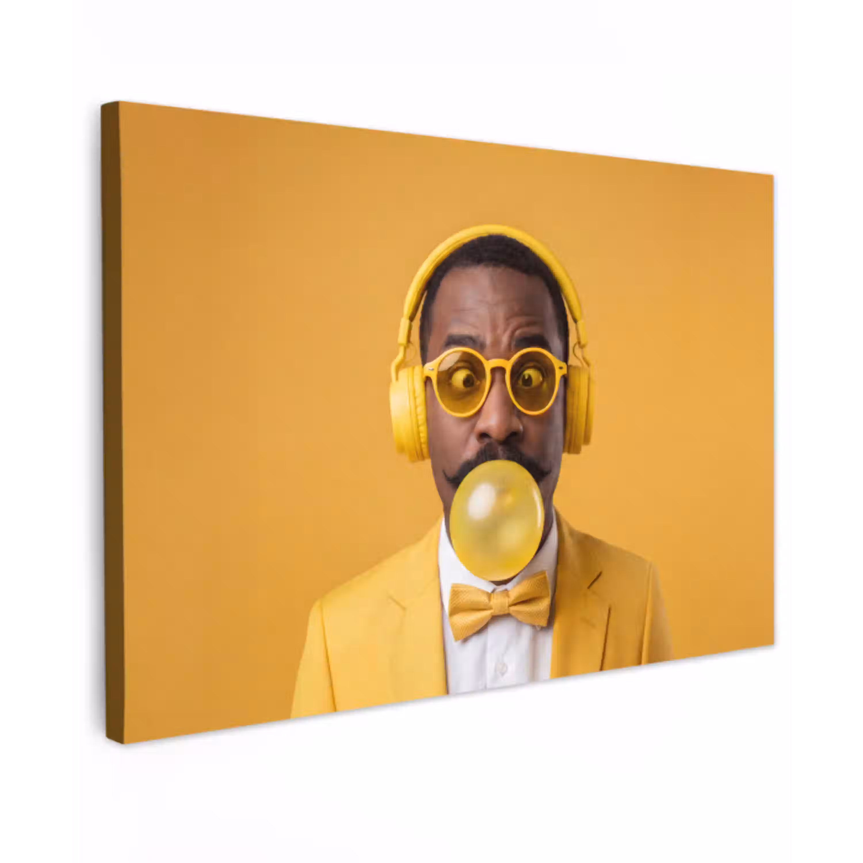 Man - Bubblegum - Portret - Geel - Modern canvas 2cm klein -z3d