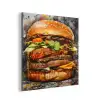 Burger - Eten - Kunst - Grijs - Graffiti aluminium wit klein -3d