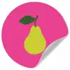 Illustratie - Fruit - Peer - Groen Wandcirkel behangsticker klein -3d