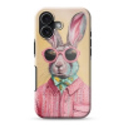 Grijs - Konijn - Blouse - Strik Toughcase MagSafe Apple iPhone 17 klein -3d