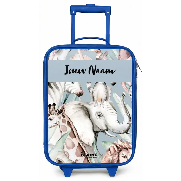 Jungle in Lichte Kleuren Kinderkoffer - Blauw klein -zz3dotto