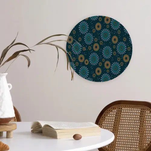 Blauw - Patroon - Retro Wandcirkel kunststof plaat 5mm dik klein 188 -sfeer4