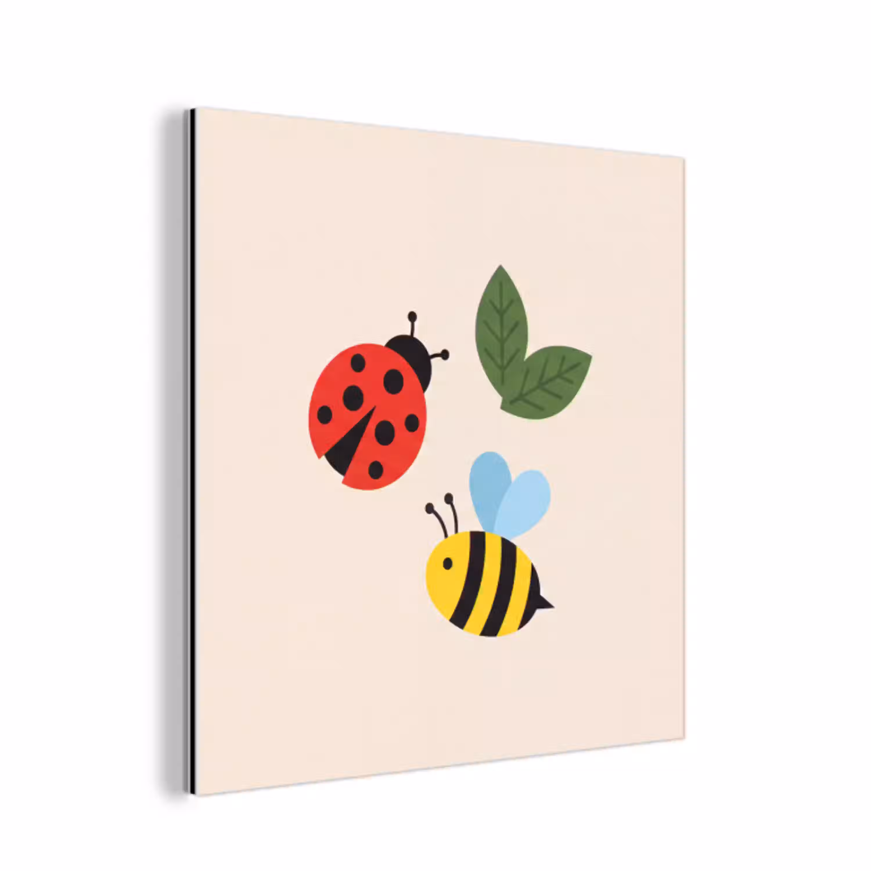 Insect - Blad - Natuur - Speels - Illustratie aluminium wit klein -3d