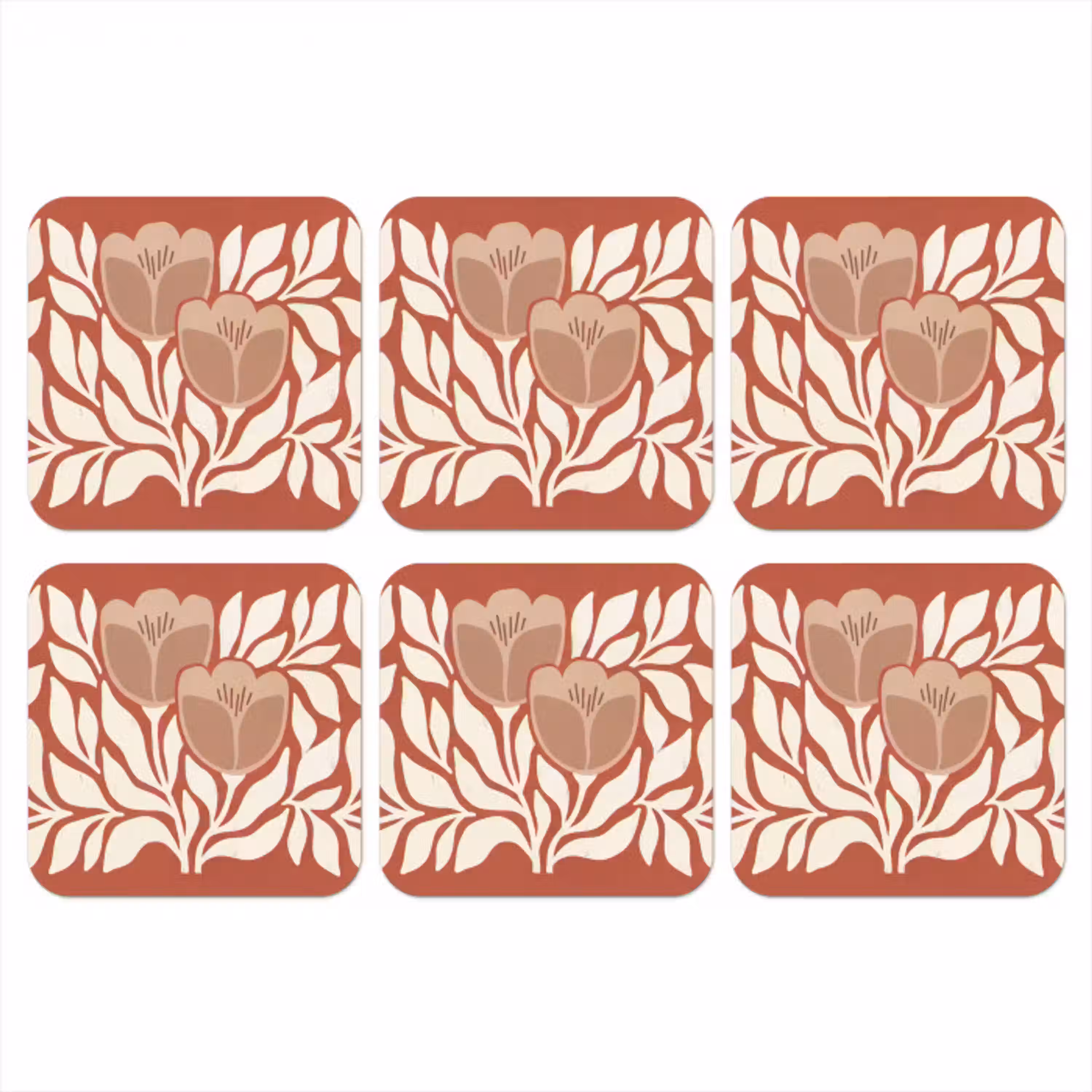 Bloemen - Abstract - Modern - Beige - Natuur onderzetter kurk middel -3d