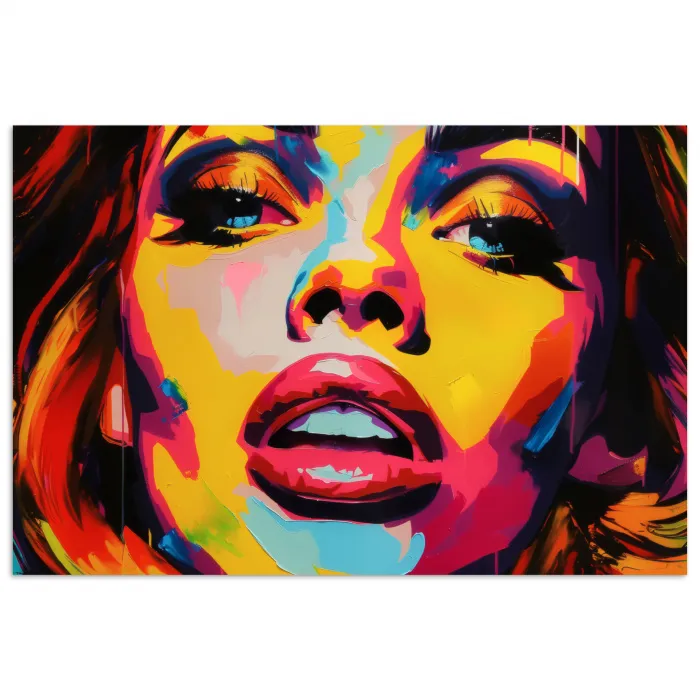 Vrouw - Gezicht - Kleurrijk poster papier klein -3d