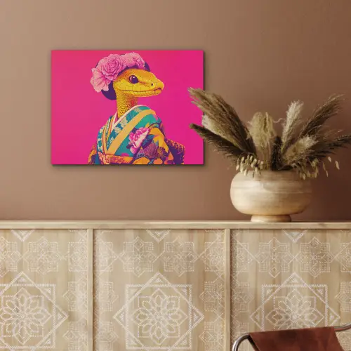 Hagedis - Bloemen - Roze - Kimono PET vilt klein -sfeer4