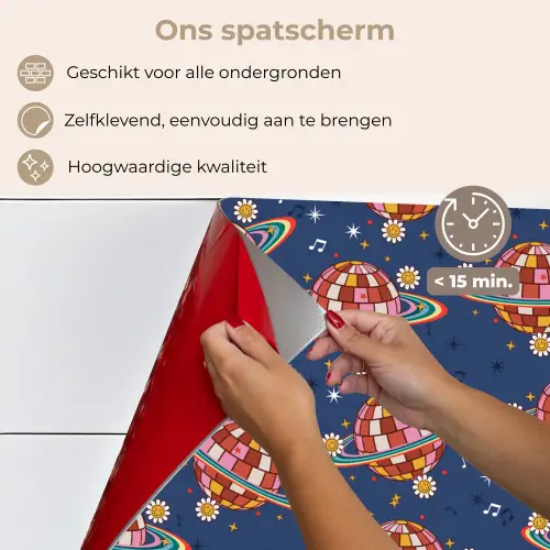 Disco - Blauw - Patroon keuken achterwand spatscherm klein 900 -spatscherm_NL