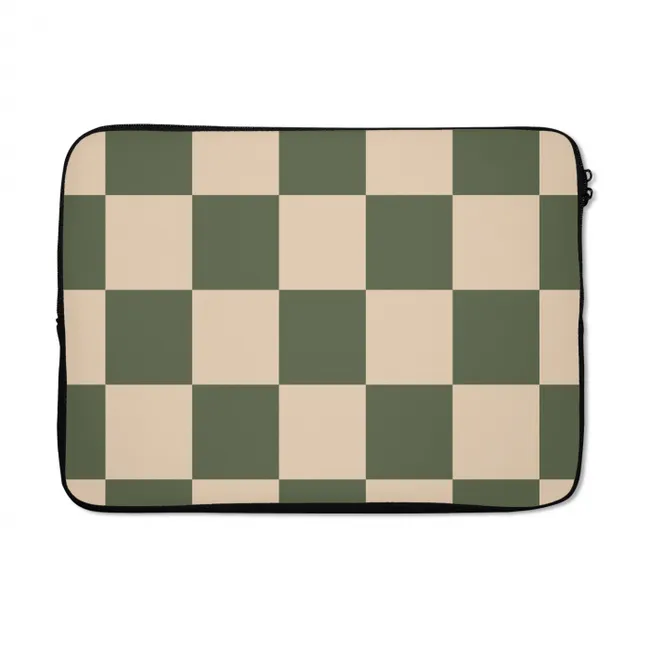 Laptop hülle - Schachbrettmuster - Grün - Beige - Blöcke
