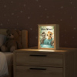 Zebra - Aapje - Waterval - Rotsen Light Box met kabel (Kinderlampje) klein -sfeer1_kind
