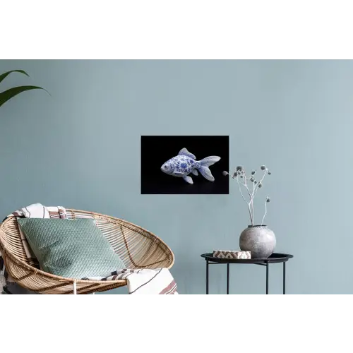 Porselein - Goudvis - Delfts - Blauw Muursticker klein -plant
