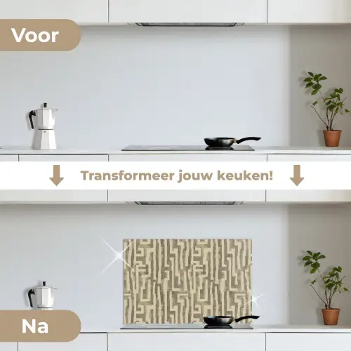 Abstract - Geometrisch - Groen keuken achterwand spatscherm klein 900 -voor_na_NL