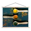 Specerijen - Lepel - Kruiden - Bruin - Geel - Groen textielposter latten blank klein -3d