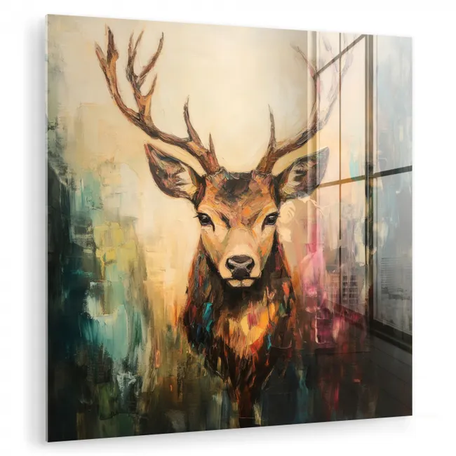 Hert - Geverfd - Gewei - Bruin plexiglas 5mm klein -zzzproduct_nieuw