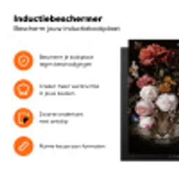 Bloemen - Jan Davidsz de Heem - Tijger - Schilderij - Stilleven - Oude meesters Inductie beschermer vinyl 3mm middel -zzzzzzz-td-ups