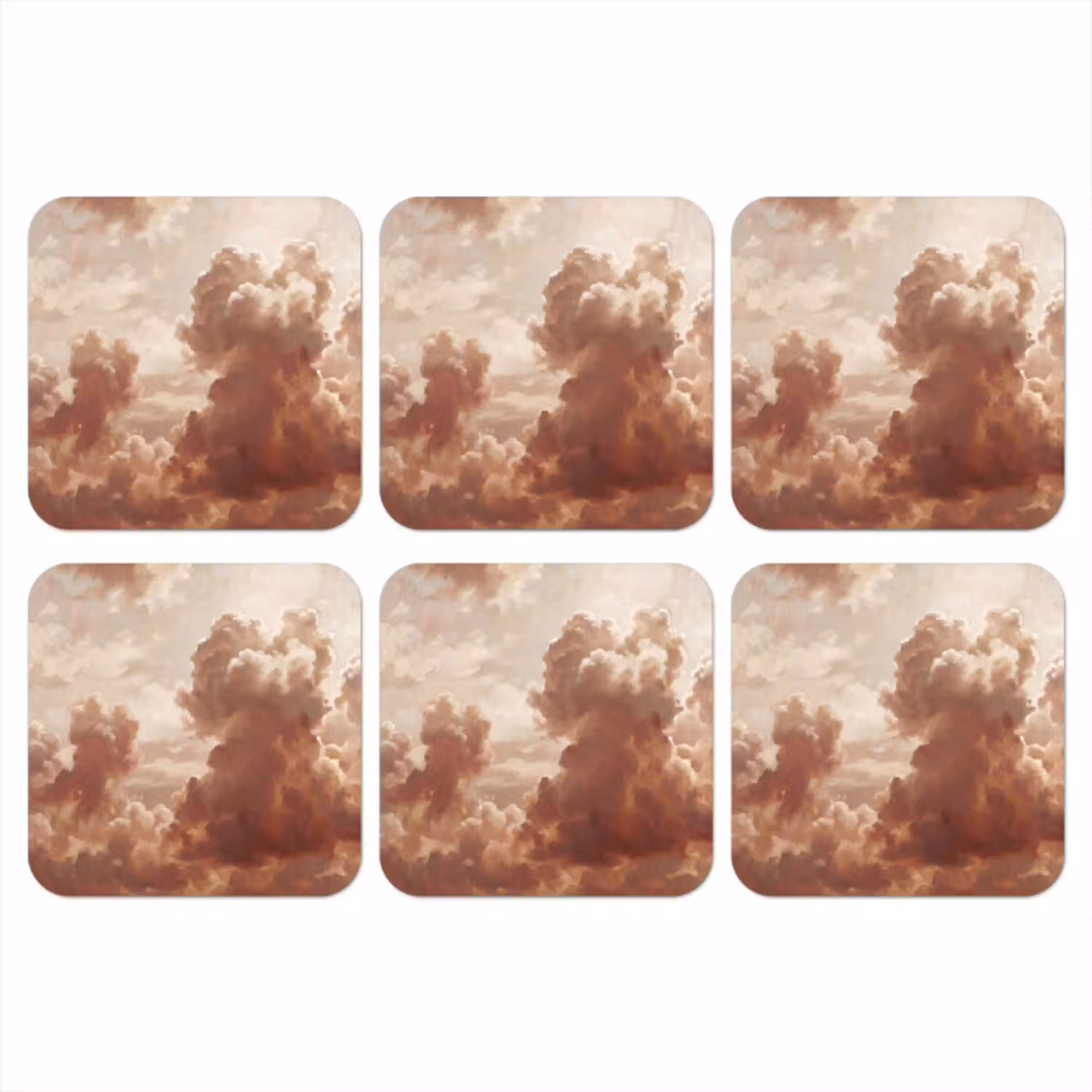 Wolken - Lucht - Natuur - Modern - Bruin onderzetter kurk middel -3d