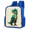 Gehoornde dino met scherpe blik Kinderrugzak - Blauw middel -schuin