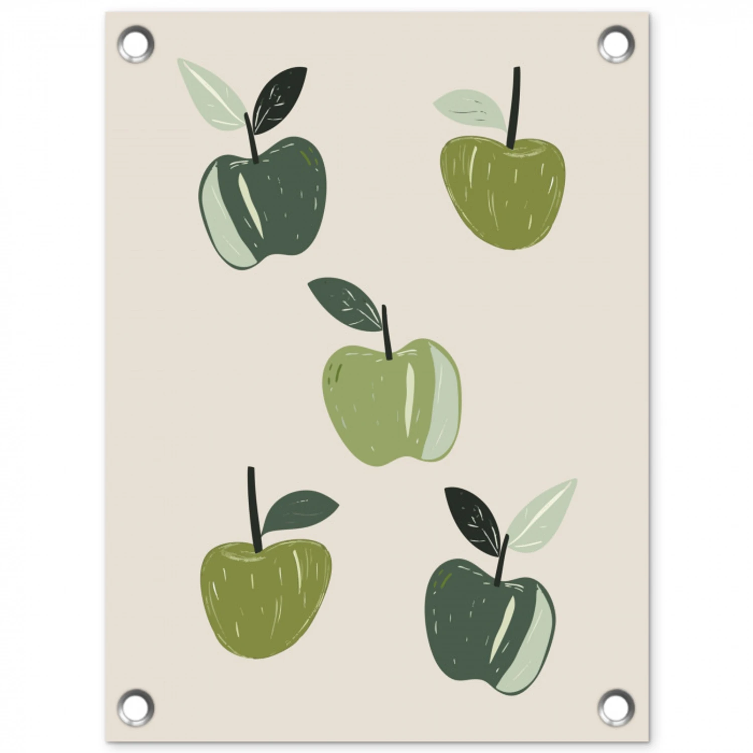 Appels - Groen - Illustratie - Bladeren tuinposter los doek klein -3d