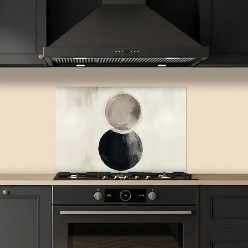 Cirkels - Vorm - Beige - Abstract keuken achterwand spatscherm klein -sfeer1