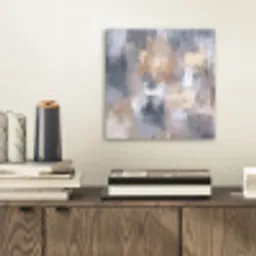Penseelstreken - Schilderij - Beige aluminium wit klein -sfeer1